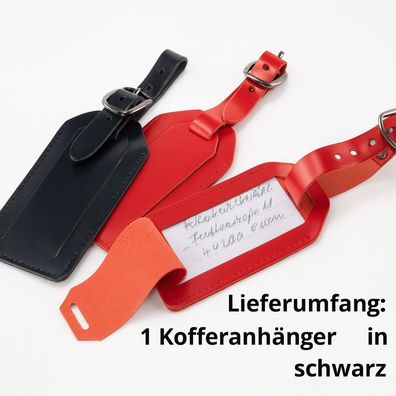 schwarzer Kofferanhänger, Adressschild, Leder