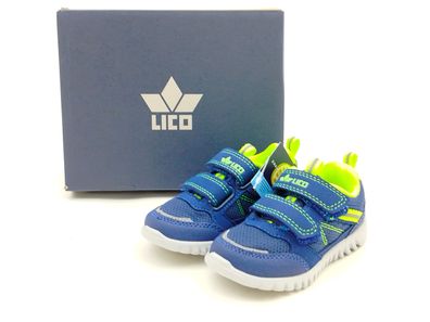 Lico Jungen Klett Halbschuh blau gelb kombiniert