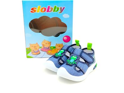 slobby Kinder Klett Sandalenschuh blau Roboter