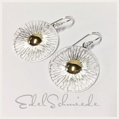 Ohrhänger 925 Silber "Sonne" bicolor