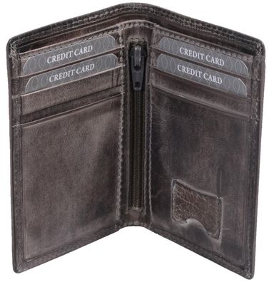 graues Kreditkartenetui aus schattiertem Leder EC-Kartenetui mit Reißverschlussfach