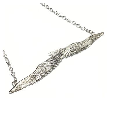 Halskette 925 Silber Schutzengelsflügel üppig opulkten groß Unikatschmuck