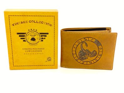 Skorpion-Geldbörse Sternzeichenbörse Fettlederbörse Skorpionbörse