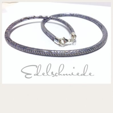 Edelschmiede925 farbiges Lederhalsband für Sie und Ihn mit 925/- Sterling Silber Vers