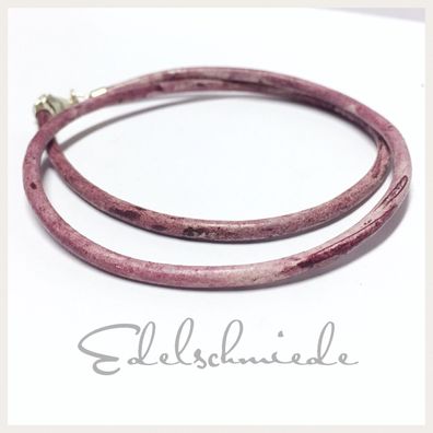 Edelschmiede925 altrosa Lederhalsband für Sie und Ihn mit 925/- Sterling Silber Versc