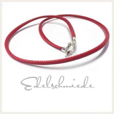 Edelschmiede925 rotes Lederhalsband für Sie und Ihn mit 925/- Sterling Silber Verschl