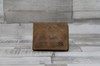 Greenburry Vintage Scheintasche Fettlederbörse braun, flach