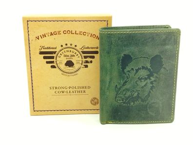 Vintage Animal Collection "Wild Boar" oliv Leder Keiler Motiv