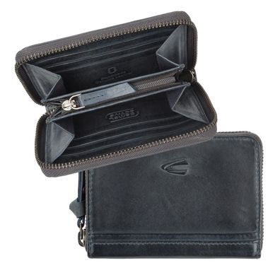 camel active Reißverschlussbörse Leder Börse Brieftasche Geldbeutel dunkelblau blau g