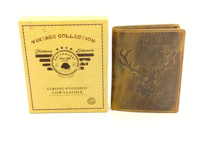 Greenburry Vintage Animal Collection " Royal Stag" brown Hirschmotiv Prägung