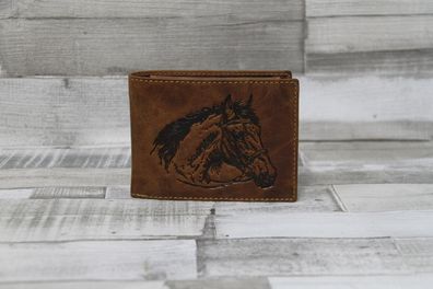Vintage Scheintasche 2tlg. Horse Leder Pferdekopf Prägung