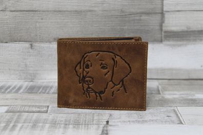 Vintage Scheintasche 2tlg. Dog Leder Labrador Prägung