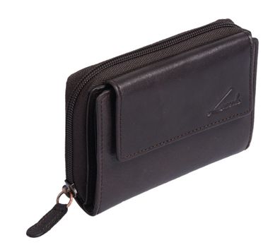 Leder Geldbörse Reißverschlusskleingeldfach Brieftasche Kombibörse Lemondo, dunkelbr