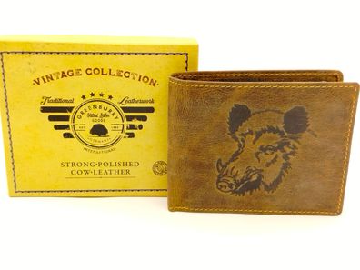 Greenburry Vintage Animal Collection "Wild Boar" brown Wildschwein-Prägung