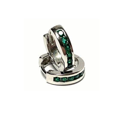 Ohrringe Creolen 925 Silber rhod. Zirkonia grün 14 mm