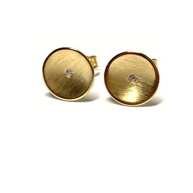 Ohrstecker 925 Silber vergoldet Zirkonia gewölbt und matt11 mm Klassiker einfarbig ed