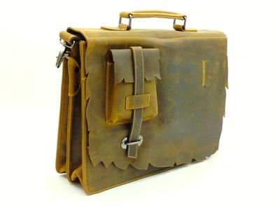 ausgefallene Landleder Aktentasche Vintage Anatomy-Bild, braun, echtes Leder