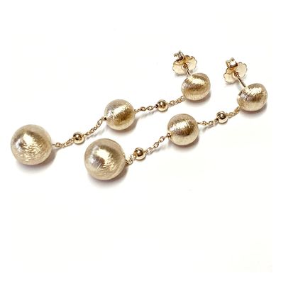 Ohrstecker 925/- Sterling Silber vergoldet mit mattierten Kugeln 10 mm
