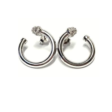 Ohrstecker 925/- Sterling Silber rhodiniert poliert einfarbig modern ausgefallen Zirk