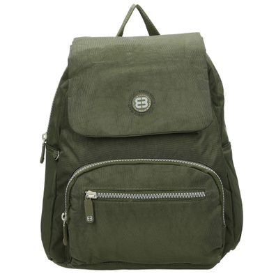 dunkelgrüner kleiner Stoffrucksack mit Klappe Damerucksack
