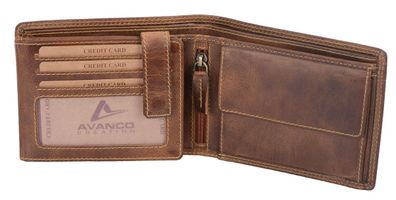 Herrenbörse Herren Geldbörse Leder querformatAVANCO, braun