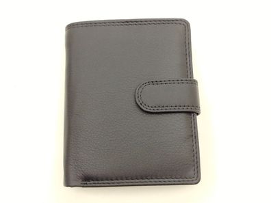 Herrenbörse Herren Geldbörse Leder Brieftasche Kombibörse CM, mit Lasche schwarz