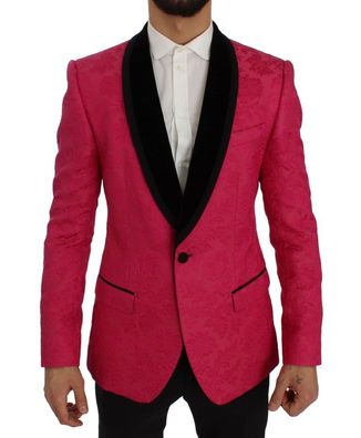 Dolce & Gabbana Pink Floral Brocade Slim Blazer Jacket