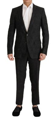 Dolce & Gabbana Black Brocade Formal 2 Piece Martini Suit