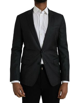 Dolce & Gabbana Black Stripe Martini Single Breasted Coat Blazer