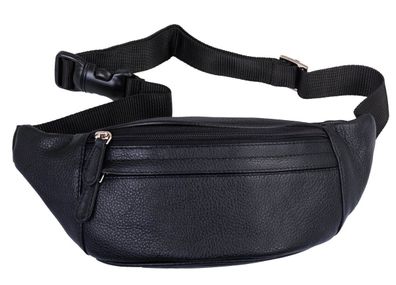 Ledergürteltasche Bauchtasche aus hochwertigem Leder, schwarz, Sicherheitsfach auf Rü