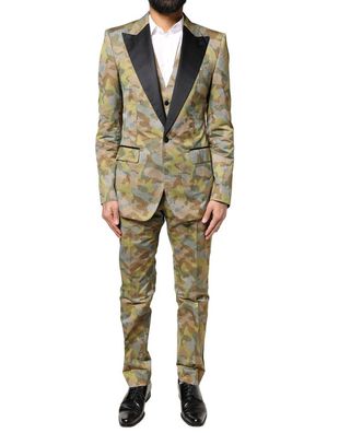 Dolce & Gabbana Multicolor Camouflage Sicilia 3 Piece Suit