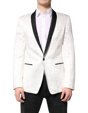 Dolce & Gabbana White Black Single Breasted Coat Blazer Suit