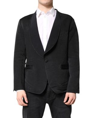 Dolce & Gabbana Black Silk Single Breasted Coat Blazer Suit