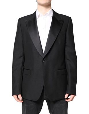 Dolce & Gabbana Black Wool Single Breasted Coat Blazer