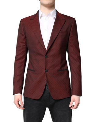 Dolce & Gabbana Maroon Wool Slim Fit Men Coat Jacket Blazer