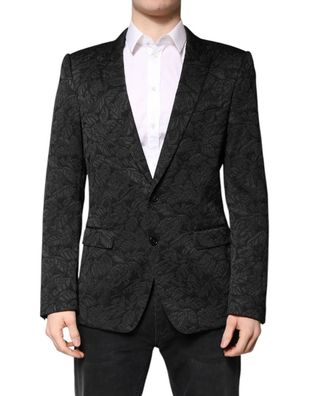 Dolce & Gabbana Black Martini Brocade Single Breasted Blazer