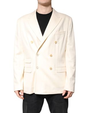 Dolce & Gabbana Beige Cashmere Double Breasted Coat Blazer