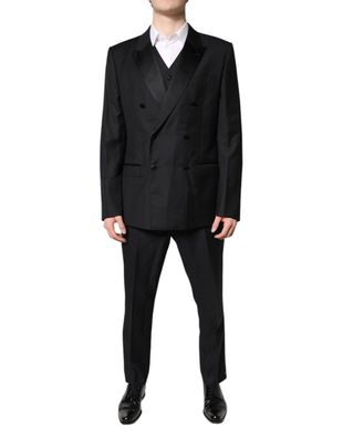 Dolce & Gabbana Black Double Breasted Formal 3 Piece Suit