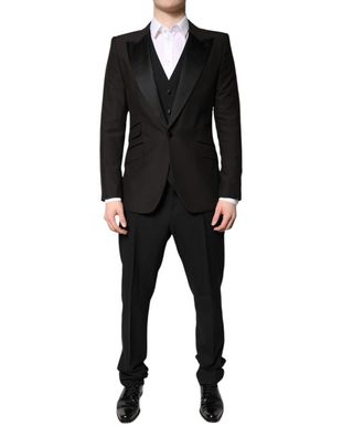 Dolce & Gabbana Black Single Breasted Formal 3 Piece Suit
