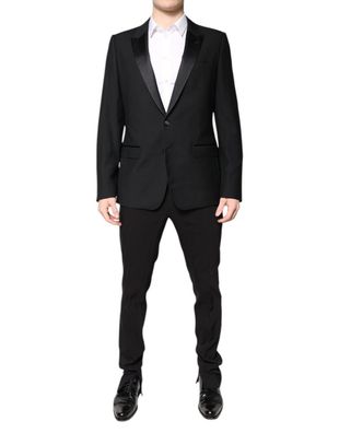 Dolce & Gabbana Black Wool Single Breasted 2 Piece Suit