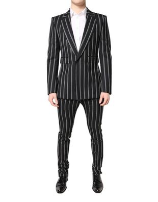 Dolce & Gabbana Black Striped Sicilia Formal 2 Piece Suit