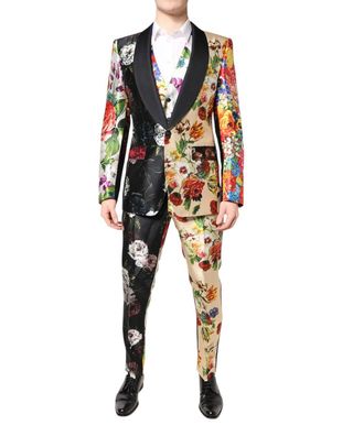 Dolce & Gabbana Multicolor Floral Sicilia Silk 3 Piece Suit