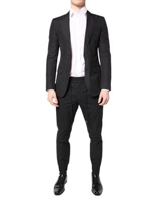 Dolce & Gabbana Black Cotton Taormina Formal 2 Piece Suit