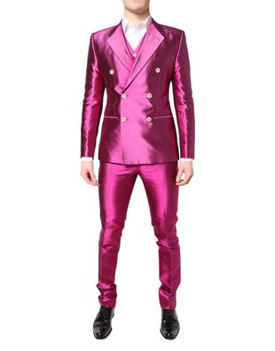 Dolce & Gabbana Pink Sicilia Double Breasted 3 Piece Suit