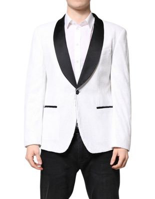 Dolce & Gabbana White Nylon Single Breasted Coat Blazer