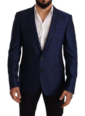 Dolce & Gabbana Blue Martini Wool Slim Fit Coat Blazer