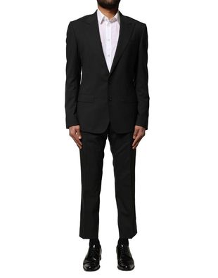 Dolce & Gabbana Black Wool 2 Piece Single Breasted Suit