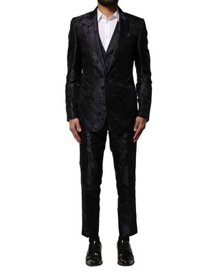 Dolce & Gabbana Black Jacquard 3 Piece Single Breasted Suit