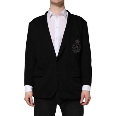 Dolce & Gabbana Black Viscose DG Crown Blazer Coat Jacket
