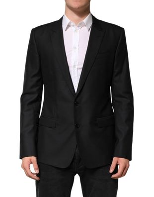 Dolce & Gabbana Black Wool Single Breasted Jacket Blazer